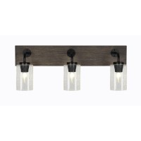 Oxbridge 3 Light Bath Bar In Matte Black & Painted Distressed Wood-Look Metal Finish With 4