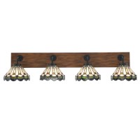 Oxbridge 4 Light Bath Bar In Matte Black & Painted Wood-Look Metal Finish With 7