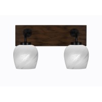 Oxbridge 2 Light Bath Bar In Matte Black & Painted Wood-Look Metal Finish With 6