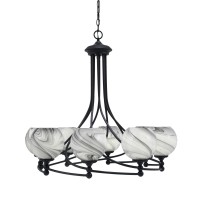 Capri Uplight, 8 Light, Chandelier Shown In Matte Black Finish With 5.75