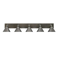 Oxbridge 5 Light Bath Bar In Graphite & Painted Distressed Wood-Look Metal Finish With 7