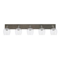 Oxbridge 5 Light Bath Bar In Graphite & Painted Distressed Wood-Look Metal Finish With 6