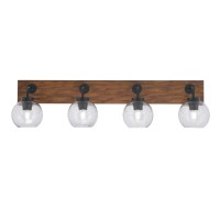 Oxbridge 4 Light Bath Bar In Matte Black & Painted Wood-Look Metal Finish With 5.75