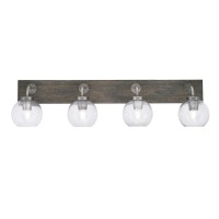 Oxbridge 4 Light Bath Bar In Graphite & Painted Distressed Wood-Look Metal Finish With 5.75