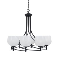 Capri Uplight, 8 Light, Chandelier Shown In Matte Black Finish With 6