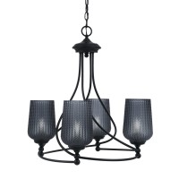 Capri Uplight, 4 Light, Chandelier Shown In Matte Black Finish With 5