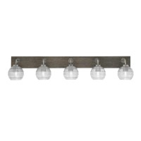 Oxbridge 5 Light Bath Bar In Graphite & Painted Distressed Wood-Look Metal Finish With 6