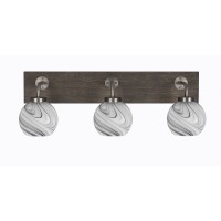 Oxbridge 3 Light Bath Bar In Graphite & Painted Distressed Wood-Look Metal Finish With 5.75