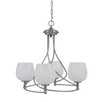 Capri Uplight, 4 Light, Chandelier Shown In Brushed Nickel Finish With 6