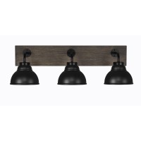 Oxbridge 3 Light Bath Bar In Matte Black & Painted Distressed Wood-Look Metal Finish With 7