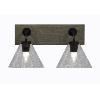 Oxbridge 2 Light Bath Bar In Matte Black & Painted Distressed Wood-Look Metal Finish With 7