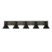 Oxbridge 5 Light Bath Bar In Matte Black & Painted Distressed Wood-Look Metal Finish With 7