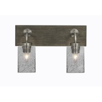 Oxbridge 2 Light Bath Bar In Graphite & Painted Distressed Wood-Look Metal Finish With 4