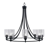 Paramount Uplight, 8 Light, Chandelier In Matte Black Finish With 4