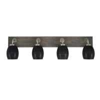 Oxbridge 4 Light Bath Bar In Graphite & Painted Distressed Wood-Look Metal Finish With 5