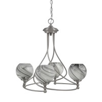 Capri Uplight, 4 Light, Chandelier Shown In Brushed Nickel Finish With 5.75