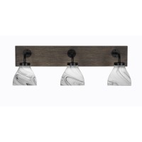 Oxbridge 3 Light Bath Bar In Matte Black & Painted Distressed Wood-Look Metal Finish With 6.25