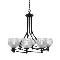 Capri Uplight, 8 Light, Chandelier Shown In Matte Black Finish With 6