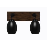 Oxbridge 2 Light Bath Bar In Matte Black & Painted Wood-Look Metal Finish With 5