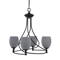 Capri Uplight, 4 Light, Chandelier Shown In Matte Black Finish With 5