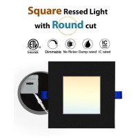 Adetu 6 Pack 6 Inch Square Led Recessed Lighting Black 5Cct Ultra Thin Square Led Ceiling Light With Junction Box 2700K3000K3