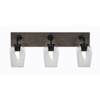 Oxbridge 3 Light Bath Bar In Matte Black & Painted Distressed Wood-Look Metal Finish With 5