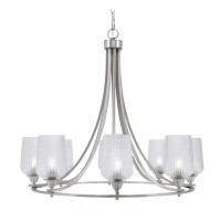 Paramount Uplight, 8 Light, Chandelier In Brushed Nickel Finish With 5