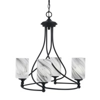 Capri Uplight, 4 Light, Chandelier Shown In Matte Black Finish With 4