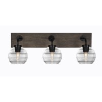 Oxbridge 3 Light Bath Bar In Matte Black & Painted Distressed Wood-Look Metal Finish With 6