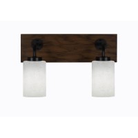 Oxbridge 2 Light Bath Bar In Matte Black & Painted Wood-Look Metal Finish With 4