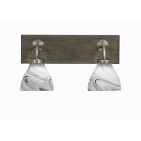 Oxbridge 2 Light Bath Bar In Graphite & Painted Distressed Wood-Look Metal Finish With 6.25