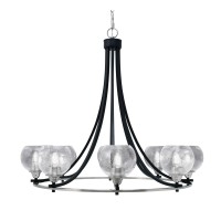 Paramount Uplight, 8 Light, Chandelier In Matte Black & Brushed Nickel Finish With 6