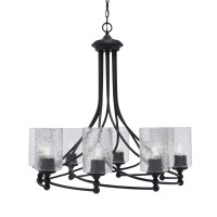 Capri Uplight, 8 Light, Chandelier Shown In Matte Black Finish With 4