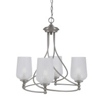 Capri Uplight, 4 Light, Chandelier Shown In Brushed Nickel Finish With 5