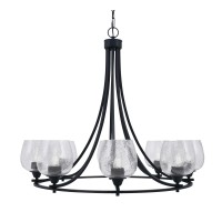 Paramount Uplight, 8 Light, Chandelier In Matte Black Finish With 6