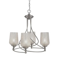 Capri Uplight, 4 Light, Chandelier Shown In Brushed Nickel Finish With 5