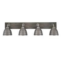 Oxbridge 4 Light Bath Bar In Graphite & Painted Distressed Wood-Look Metal Finish With 6