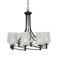 Capri Uplight, 8 Light, Chandelier Shown In Matte Black Finish With 5