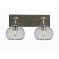 Oxbridge 2 Light Bath Bar In Graphite & Painted Distressed Wood-Look Metal Finish With 7