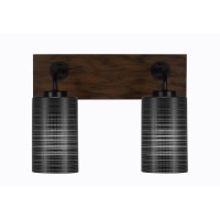 Oxbridge 2 Light Bath Bar In Matte Black & Painted Wood-Look Metal Finish With 4