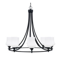 Paramount Uplight, 8 Light, Chandelier In Matte Black Finish With 5.5