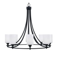 Paramount Uplight, 8 Light, Chandelier In Matte Black Finish With 4