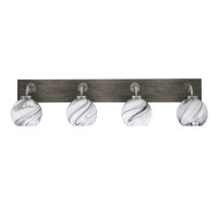 Oxbridge 4 Light Bath Bar In Graphite & Painted Distressed Wood-Look Metal Finish With 5.75