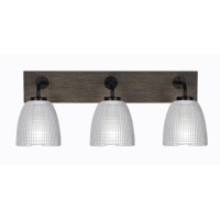 Oxbridge 3 Light Bath Bar In Matte Black & Painted Distressed Wood-Look Metal Finish With 5