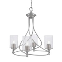 Capri Uplight, 4 Light, Chandelier Shown In Brushed Nickel Finish With 4