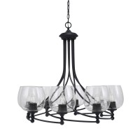 Capri Uplight, 8 Light, Chandelier Shown In Matte Black Finish With 6