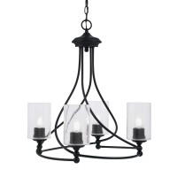 Capri Uplight, 4 Light, Chandelier Shown In Matte Black Finish With 4