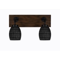 Oxbridge 2 Light Bath Bar In Matte Black & Painted Wood-Look Metal Finish With 5