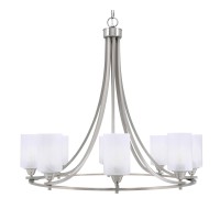 Paramount Uplight, 8 Light, Chandelier In Brushed Nickel Finish With 4