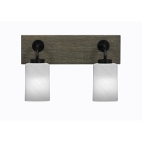 Oxbridge 2 Light Bath Bar In Matte Black & Painted Distressed Wood-Look Metal Finish With 4